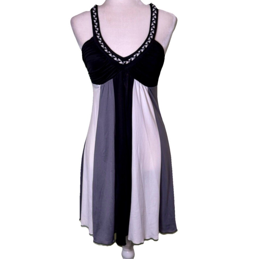 Women Y2K Sporty Colorblock Dress Ruched Bust Fit & Flare Clubwear Athleisure Sm